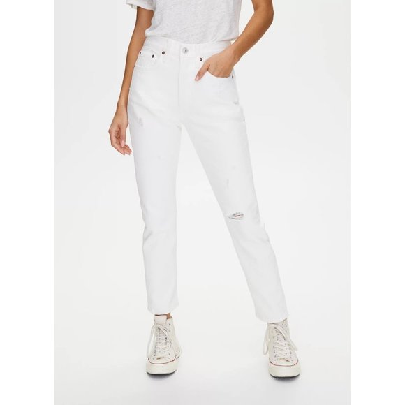 Levi's Premium 501 Skinny Distressed High-Waisted Jean W26 L28 White - Picture 1 of 7
